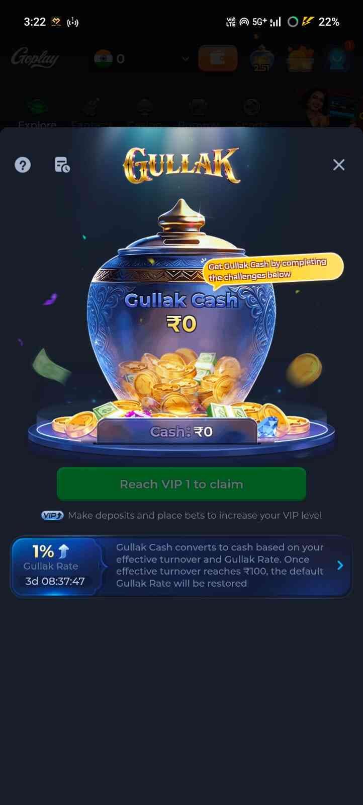 Goplay 11 fantasy cricket contest and leaderboard screen